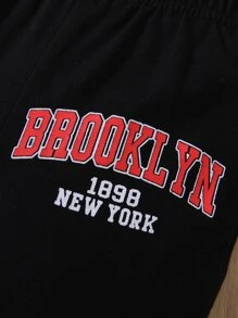 嬰兒女童字母圖案背心和運動褲 - 黑色 - 查看 5