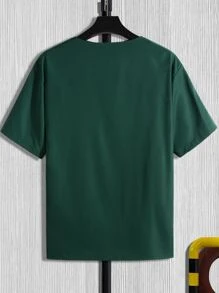 Manfinity 男士1入組字母圖案襯衫 - 墨綠色 - 查看 2