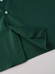 Manfinity 男士1入組字母圖案襯衫 - 墨綠色 - 查看 6