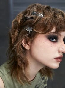 ROMWE 6pcs Star Decor Hair Clip - Silver - View 1