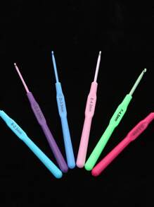 6pcs/set Plastic Crochet Needle, Mixed Color Crochet Hook For Sewing - Multicolor - View 4