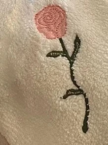 1pc Flower Pattern Hand Towel, Pink Polyester Embroidery Soft Towel For Home - Pink - View 3