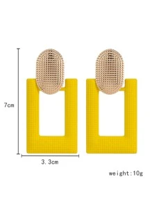 2pcs Rectangle Stud Earrings - Yellow Gold - View 4