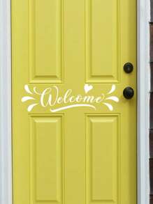 1pc Letter Shaped Door Sticker, PVC White Door Decorative Sticker For Home - White - View 4