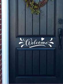 1pc Letter Shaped Door Sticker, PVC White Door Decorative Sticker For Home - White - View 5