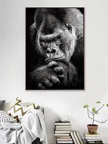 1入組大猩猩圖案無框畫現代化學纖維牆壁藝術畫適用於家居牆壁裝飾