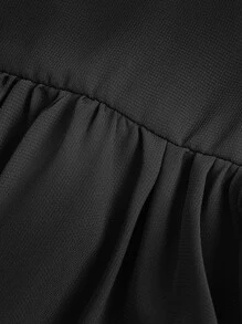 SHEIN MOD Đầm Dây kéo Thắt nơ trước Nếp gấp Phần Ngực màu trơn Giải trí - màu đen - Xem 3