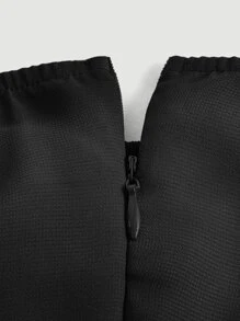SHEIN MOD Đầm Dây kéo Thắt nơ trước Nếp gấp Phần Ngực màu trơn Giải trí - màu đen - Xem 4