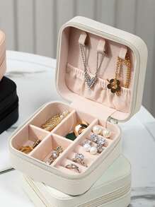 Túi trang điểm PU 1 cái - Màu be - Xem 3