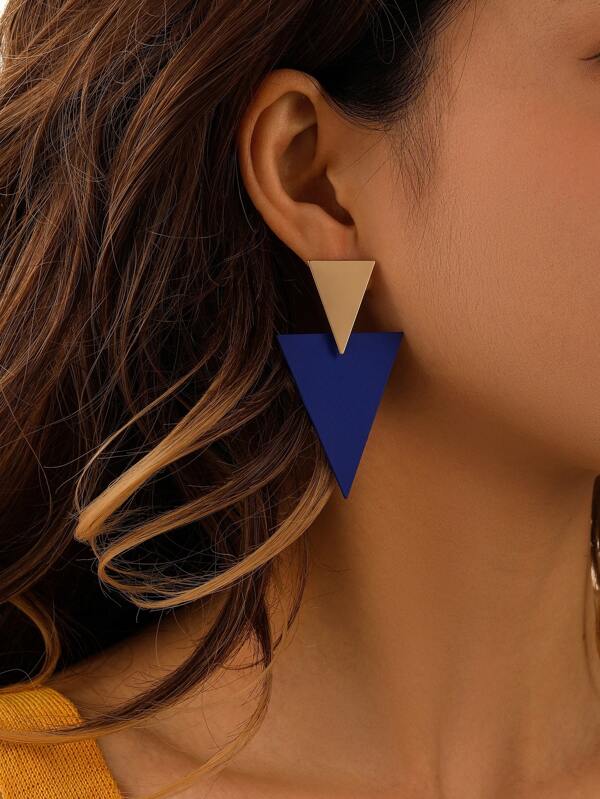 Two Tone Triangle Stud Earrings