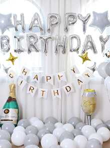 13 Cái Chúc Mừng Sinh Nhật Trang Trí Bóng Bay Hoa Hồng Vàng Chữ Bóng Bay Trang Trí Tiệc Sinh Nhật - Bạc - Xem 2