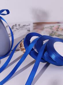 1roll Gift Wrapping Ribbon, Blue Polyester Satin Strip For Party - Blue - View 3