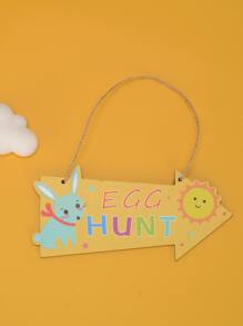 1 Phục Sinh Hoạt Hình Dễ Thương Đảng Hướng Ký Treo Gỗ Chỉ Báo Trang Trí Tiệc - Màu Khaki - Xem 2