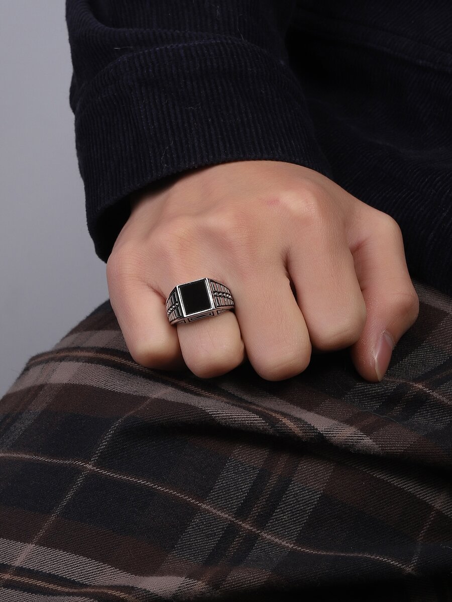 Men Square Decor Ring | SHEIN USA