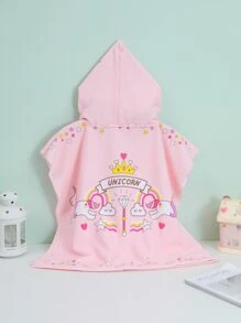 YAXING 1 chiếc khăn tắm trẻ em họa tiết kỳ lân & chữ cái - Hồng - Xem 4