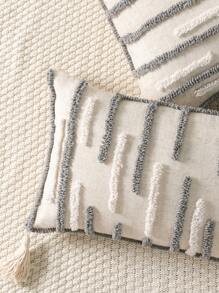 1pc Cover For Throw Pillow (Pillow Insert Not Included), 3D Asymmetrical Stripe Plush Embroidery Design - Multicolor - View 3