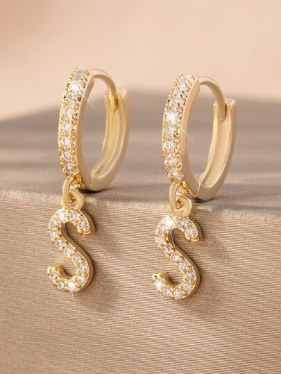 2入組水鑽字母耳墜