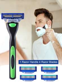 1 pieza Hombres de acero inoxidable Maquinilla de afeitar & 4 piezas cabeza - Multicolor - Ver 1