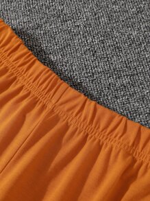 Girls Letter Graphic Contrast Binding Tee & Flare Leg Trousers - Multicolor - View 5