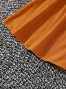 Girls Letter Graphic Contrast Binding Tee & Flare Leg Trousers - Multicolor - View 6