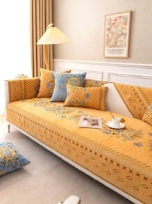 1個波西米亞風格雪花形狀防滑沙發墊,四季通用沙發套,防貓抓沙發保護套,適用於客廳l形沙發和1/2/3/4座椅沙發（分開售賣） - 橘色 - 查看 5