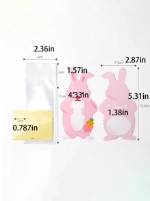 10 piezas/set Bolsa de embalaje caramelo dibujos animados lindo con diseño de conejo para casa - Rosa - Ver 8
