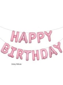 13pcs 16-Inch Happy Birthday Balloons, Decorative Balloons, Party Balloons (Random Coil Colors) - Pink - View 3