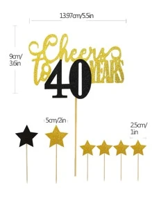 7pcs 40th Birthday Cake Topper - Multicolor - View 4