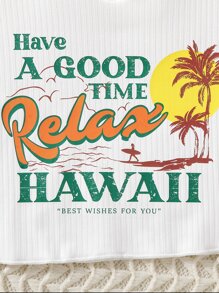 SHEIN Tween Girl Letter & Tropical Print Tank Top - White - View 5