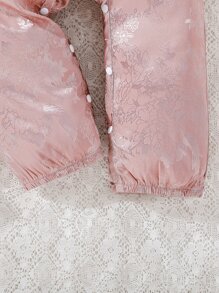 Bebé Mono jacquard ribete con fruncido con fruncido - Rosa - Ver 4