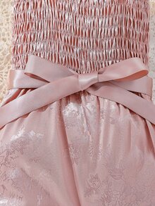 Bebé Mono jacquard ribete con fruncido con fruncido - Rosa - Ver 5