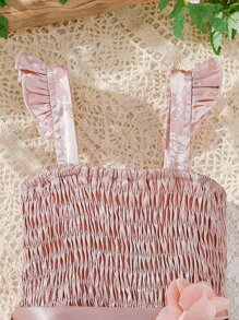 Bebé Mono jacquard ribete con fruncido con fruncido - Rosa - Ver 7