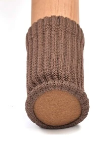 4pcs Chair Leg Cover, Coffee Brown Thick Anti-slip Polyester Chair Foot Protector For Home - Coffee Brown - View 7