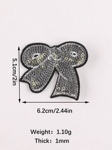 3pcs Bow Embroidered Iron-on Patch, Polyester Clothing Accessory, Garment Decoration For DIY - Silver - View 2