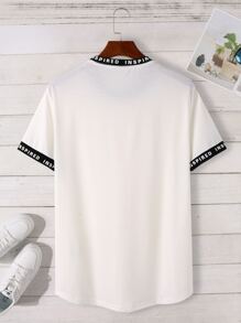 Manfinity Homme Tops Nam Lá thư Giải trí - trắng - Xem 2