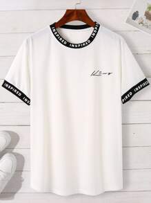 Manfinity Homme Tops Nam Lá thư Giải trí - trắng - Xem 3
