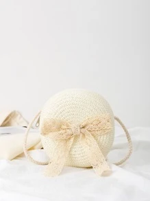 Mini Straw Bag Skinny Scarf Decor For Beach,Perfect For Summer Beach Travel Vacation - White - View 4