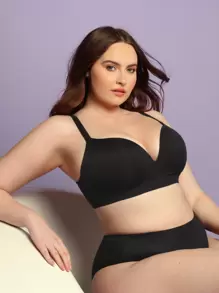 LUVLETTE Dream Curve Support+ Wireless Black Push Up T-Shirt Bra No Show Underwear