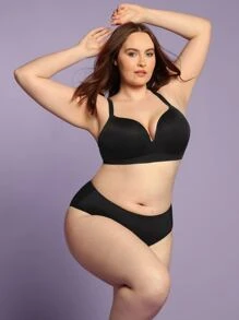 LUVLETTE Dream Curve Support+ Wireless Black Push Up T-Shirt Bra No Show Underwear
