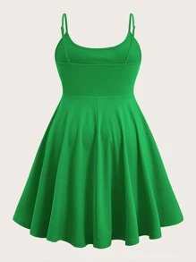 SHEIN EZwear Plus Solid Cami Dress - Green - View 2