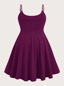 SHEIN Essnce Vestido de tirantes unicolor - Morado - Ver 3
