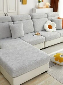 1入組淺灰色沙發座墊套提花彈力滌綸沙發座防塵套四季皆宜 - 淺灰色 - 查看 4