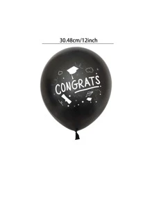 10 piezas con estampado de letra 12 pulgadas látex globo para graduación fiesta - Negro - Ver 2