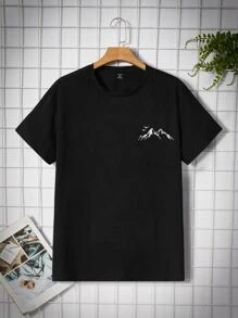 Manfinity NXTstreet Áo Phông Nam Phù Hợp Với Cổ Tròn Tay Ngắn Graphic Tee Núi Thường Đi Chơi Cotton Thun - màu đen - Xem 1