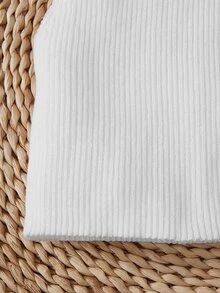 Girls Ribbed Knit Mock Neck Knit Top - White - View 4
