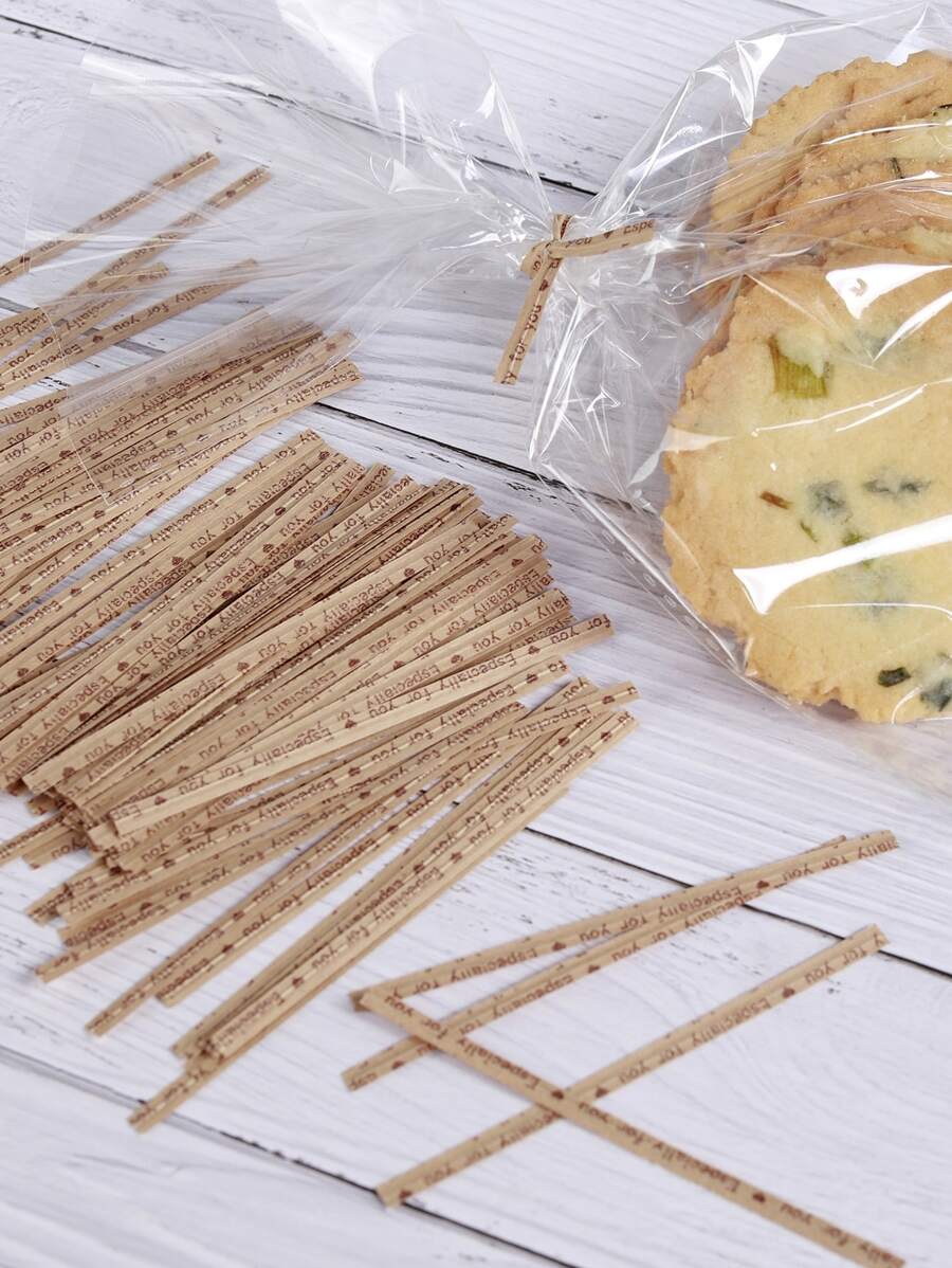 95pcs Disposable Paper Twist Tie, Especially For You Print Paper Twist Tie For Gift Wrapping Bag, Party Supplies Wedding Party Gift Bags