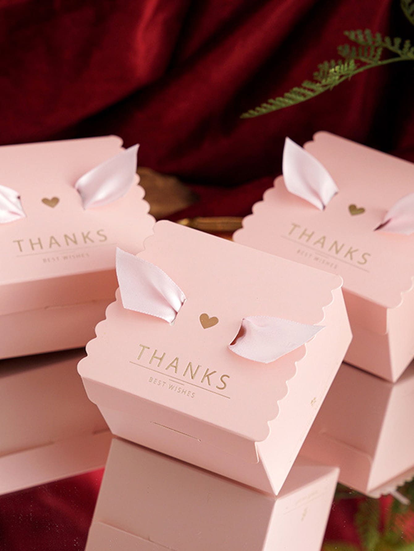 10pcs Letter Graphic Packaging Box Wedding Party Gift Bags - Pink - View 1
