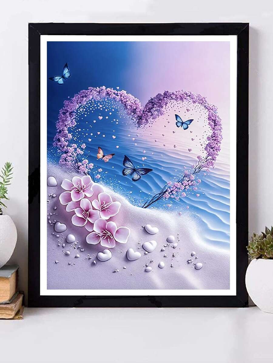 海灘圖案DIY鑽石畫全鑽牆藝術畫不包括框架適合初學者DIY手工鑽石畫 - 彩色 - 查看 1