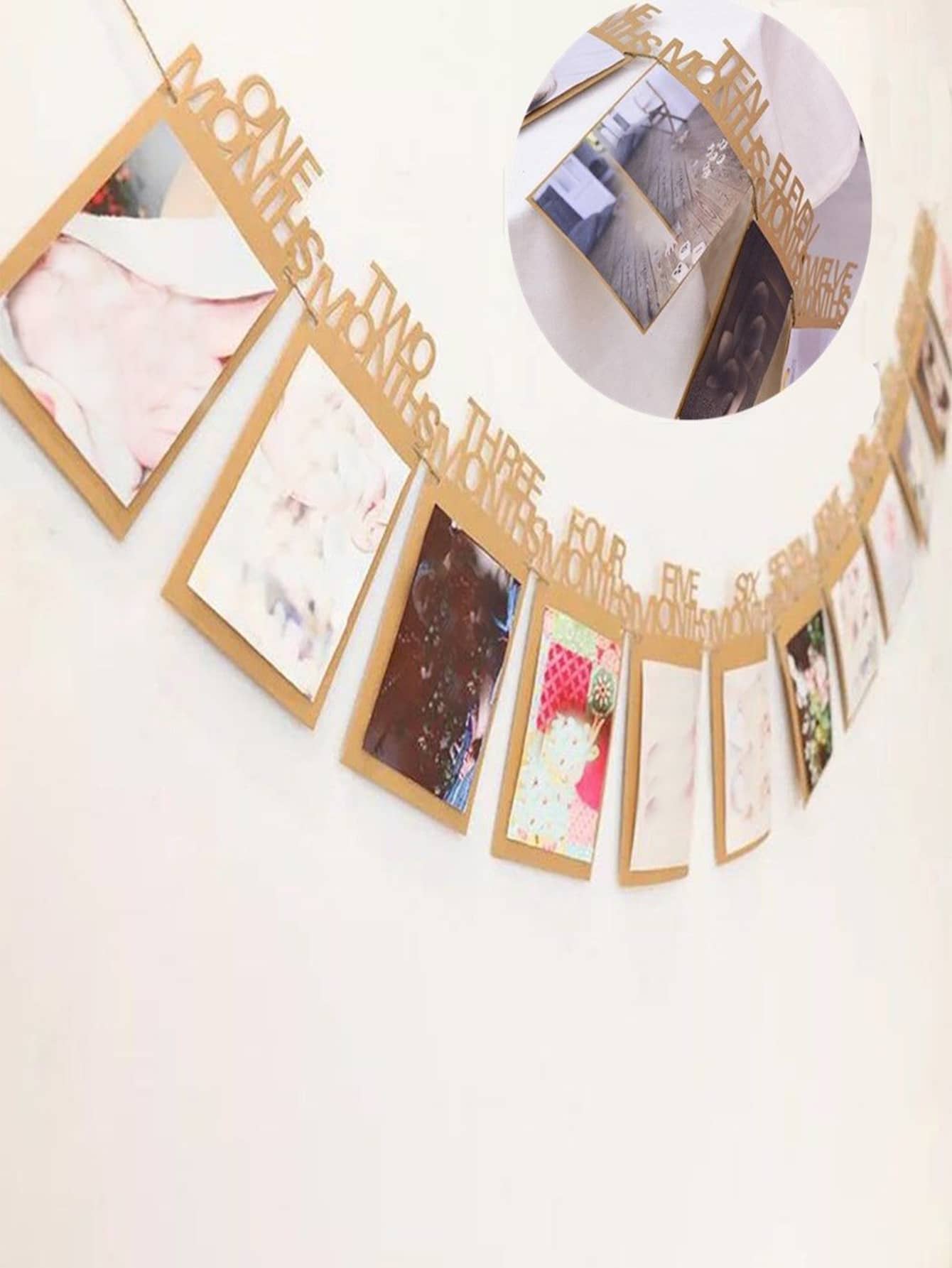 1pc 12 Months Baby's Photo Banner Garland, Hanging Party Decoration - Multicolor - View 1