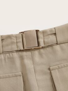 Aveloria 翻蓋口袋下擺開叉腰帶工裝裙